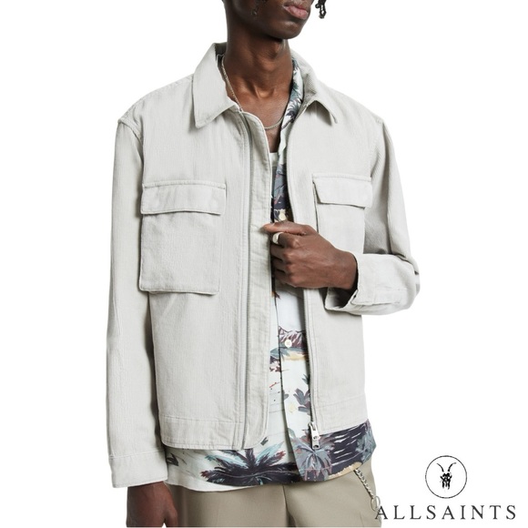 ALLSAINTS **NWT** Clifton Cotton Corduroy Jacket in Cool Grey - Picture 2 of 7